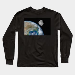 Asteroid approaching planet Earth, elements of this image furnished by NASA Long Sleeve T-Shirt